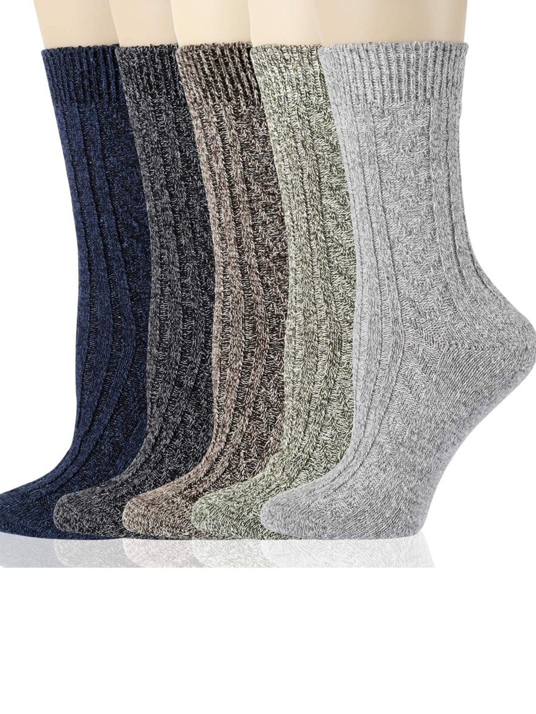 EL REGALO Men Pack Of 5 Breathable Calf Length Socks-image-17