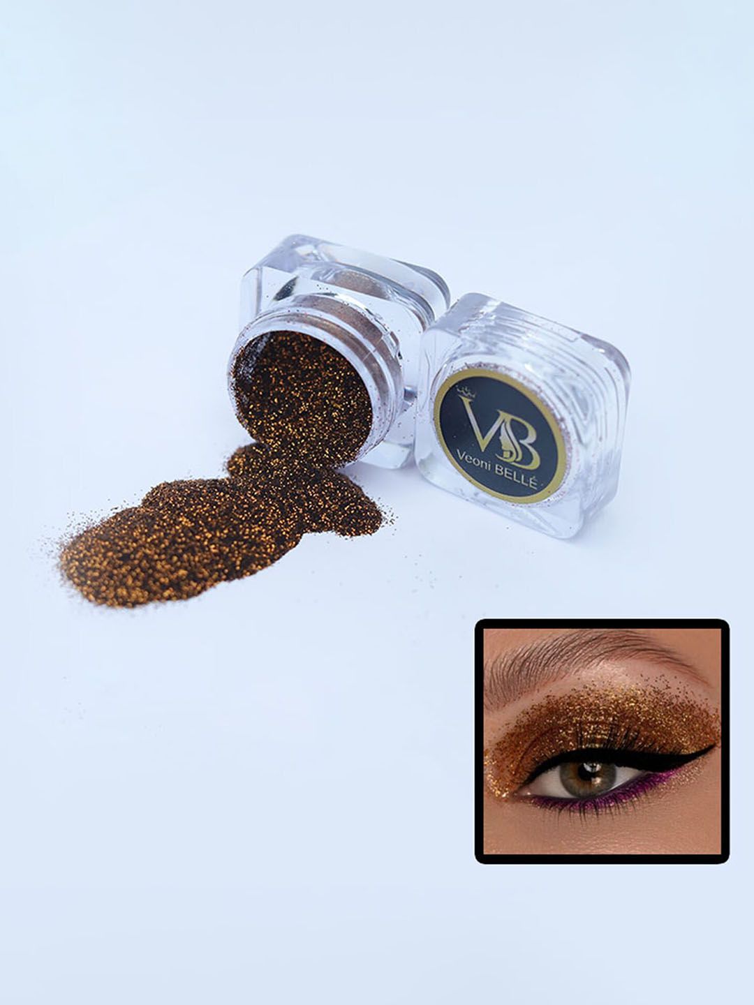 Veoni BELLE 2-Pcs Holographic HD Glitter Eyeshadow - 5g Each - Antique Gold & Copper-image-48