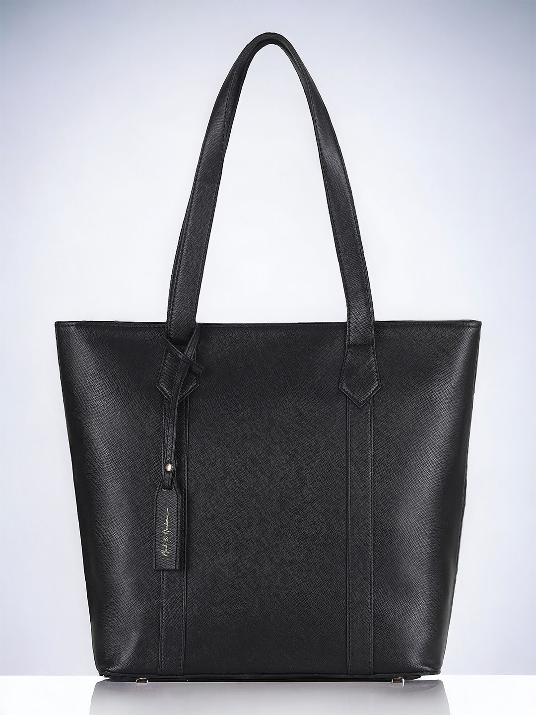 Mast & Harbour Black Textured Structured Tote Bag-picture-27