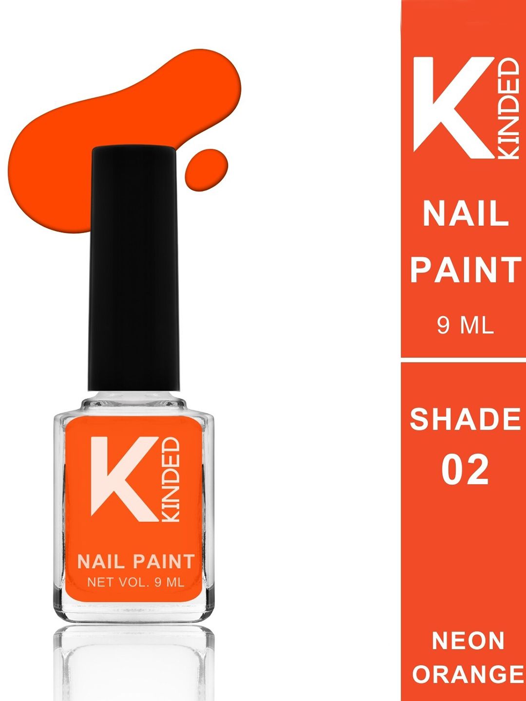 KINDED Long Stay Glossy Finish Nail Polish - 9ml - Neon Orange 02-picture-29