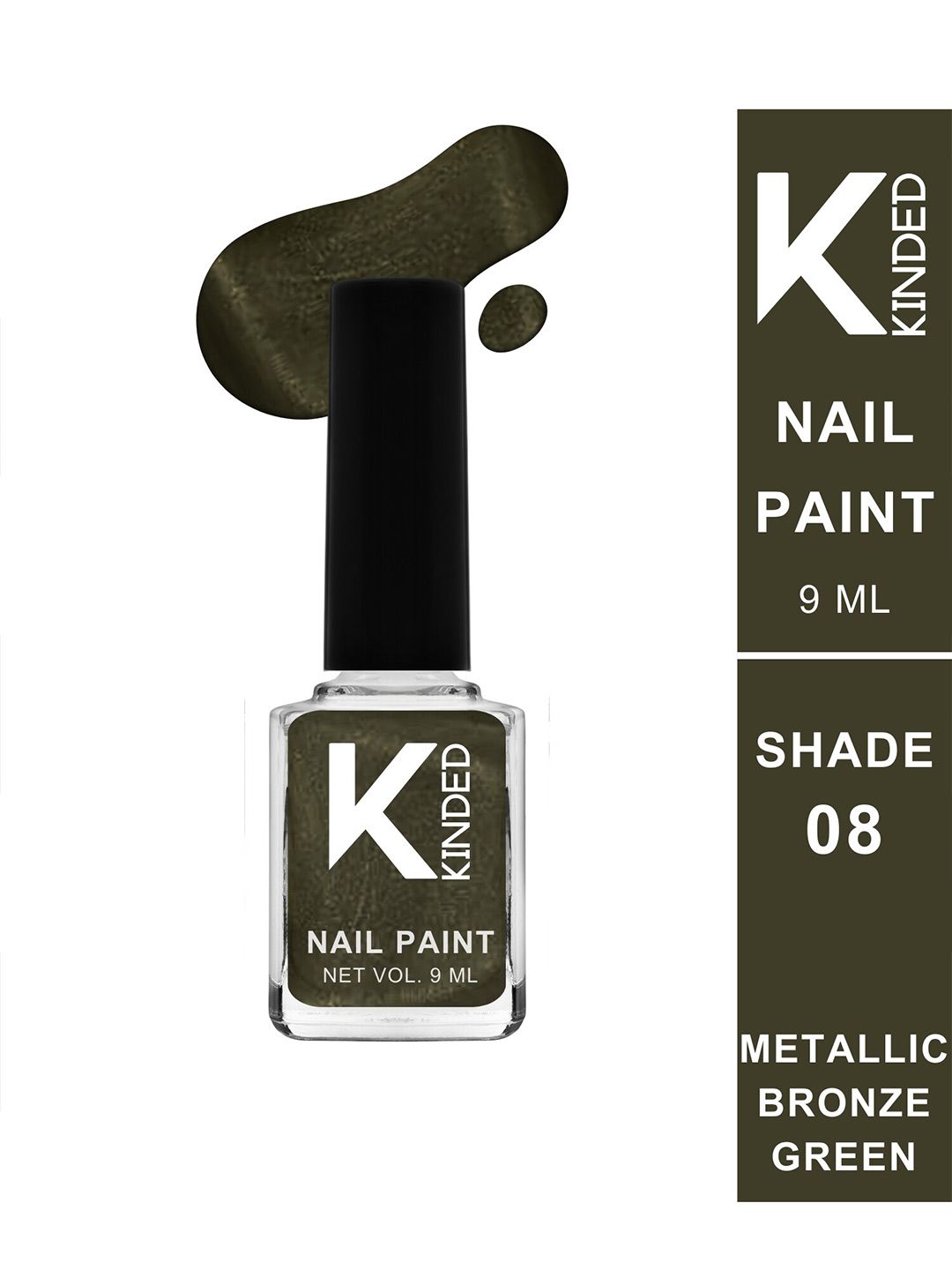 KINDED Long Stay Glossy Finish Nail Polish - 9ml - Metallic Bronze Green 08-picture-27
