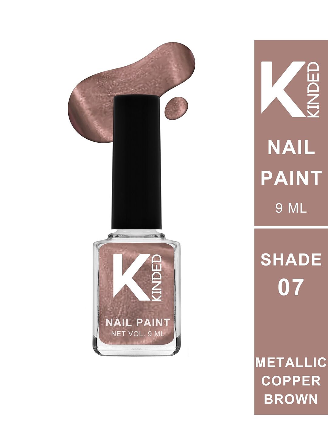 KINDED Long Stay Glossy Finish Nail Polish - 9ml - Metallic Copper Brown 07-picture-34