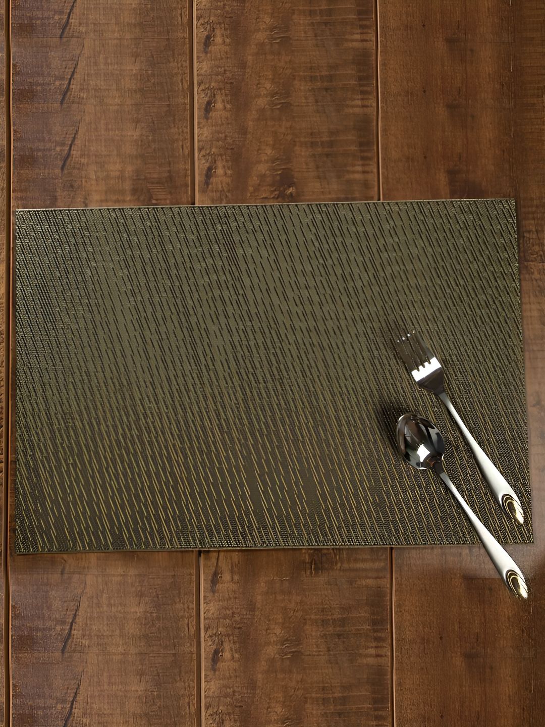 OBSESSIONS Beige & Black 6 Pieces Textured Waterproof Table Placemat-picture-33