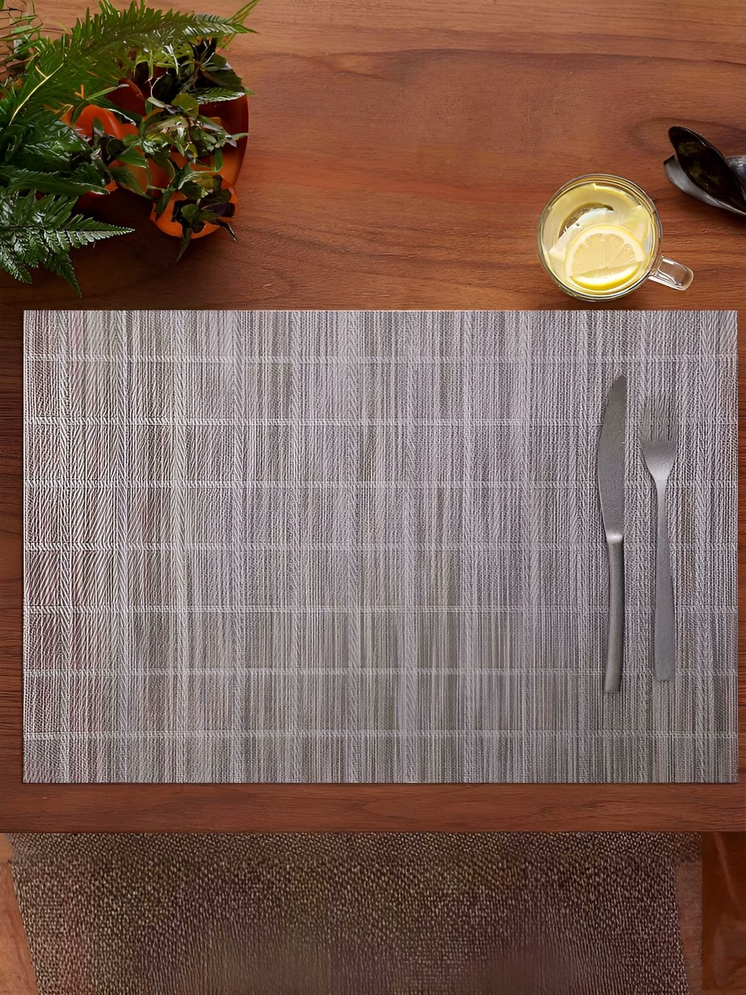 OBSESSIONS  Brown 6 Pieces Textured Waterproof Table Placemats-picture-14