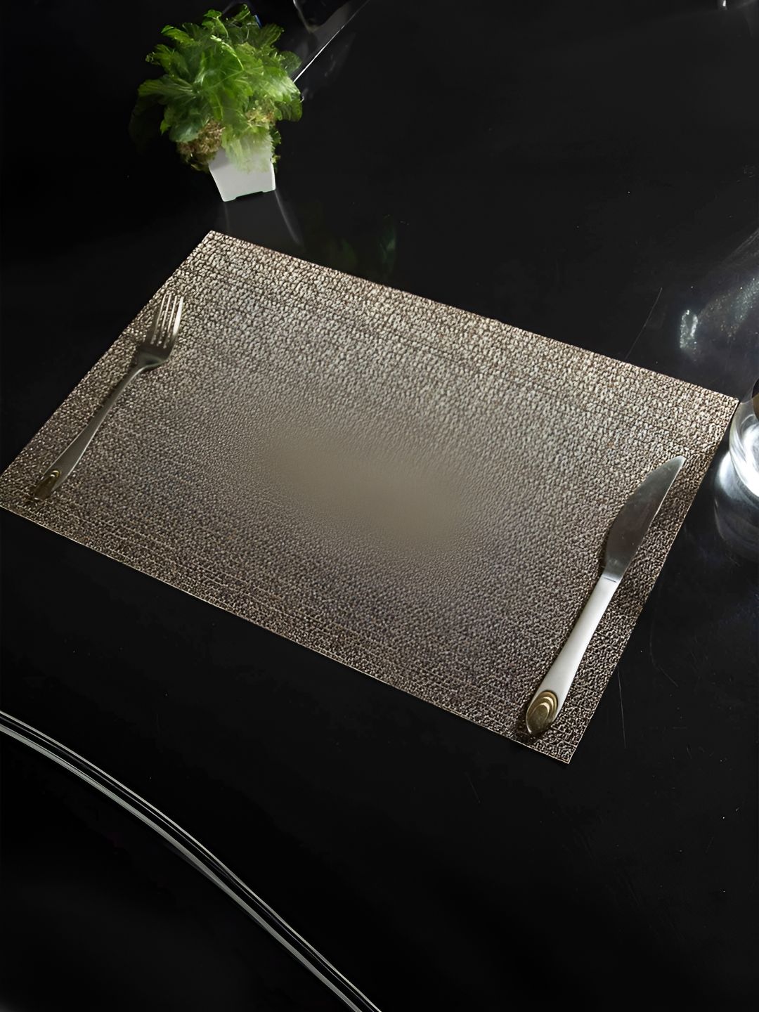 OBSESSIONS Black & Brown 6 Pieces Textured Waterproof Table Placemats-picture-34