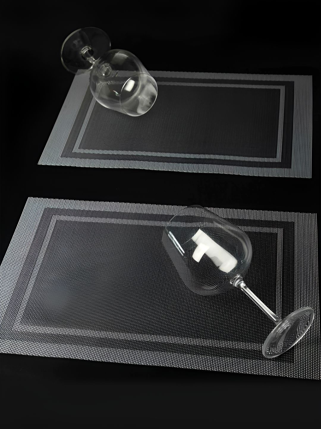 OBSESSIONS Grey & Black 6 Pieces Textured Waterproof Table Placemats-picture-41