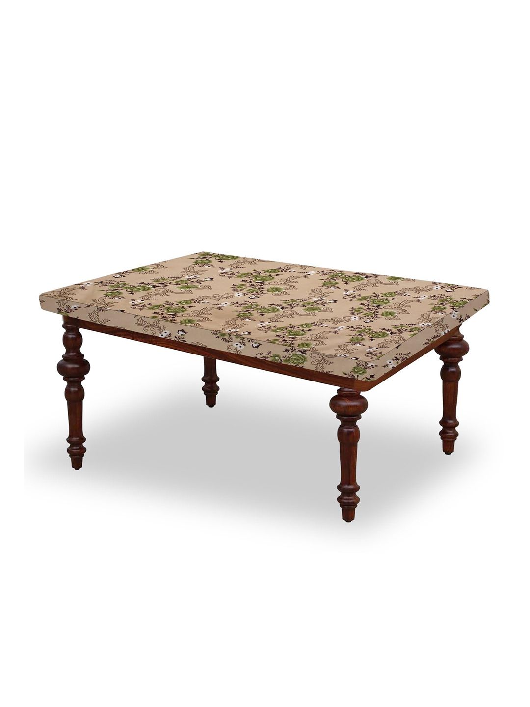 Stylista Beige & Green Floral Printed Waterproof Table Cover-picture-22