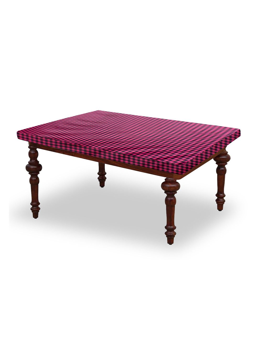 Stylista Pink Checkered Waterproof Rectangular 4-Seater Table Cover-picture-29