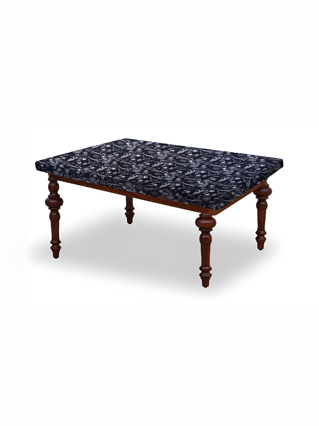 Stylista Navy Blue & White Floral Printed Waterproof 4-Seater Table Cover-picture-19