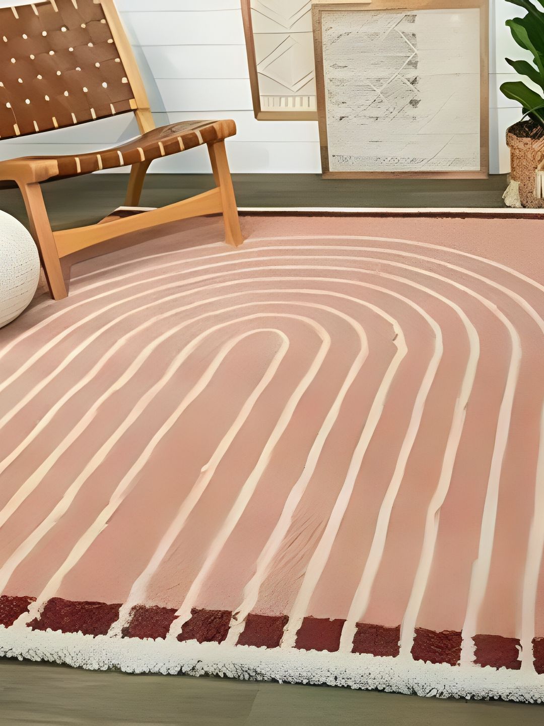 Shopgallery Pink & White Geometric Anti-Skid Shaggy Carpet-picture-25