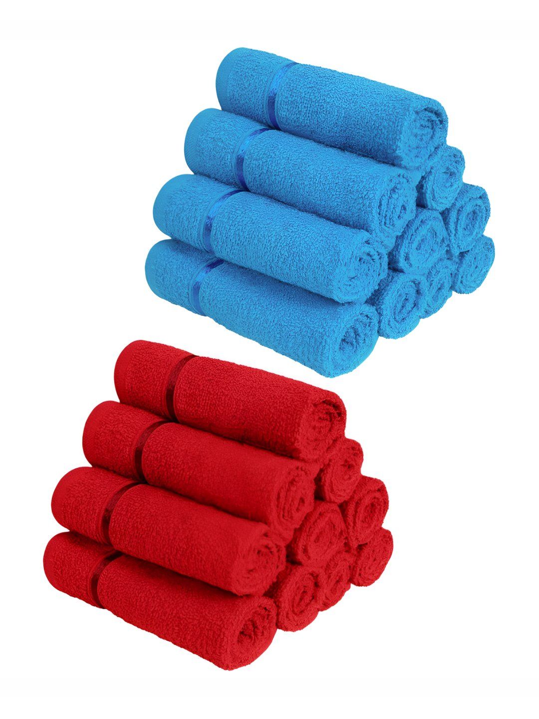 Story@home Blue & Red 20 Pieces Cotton 450 GSM Face Towels-image-40