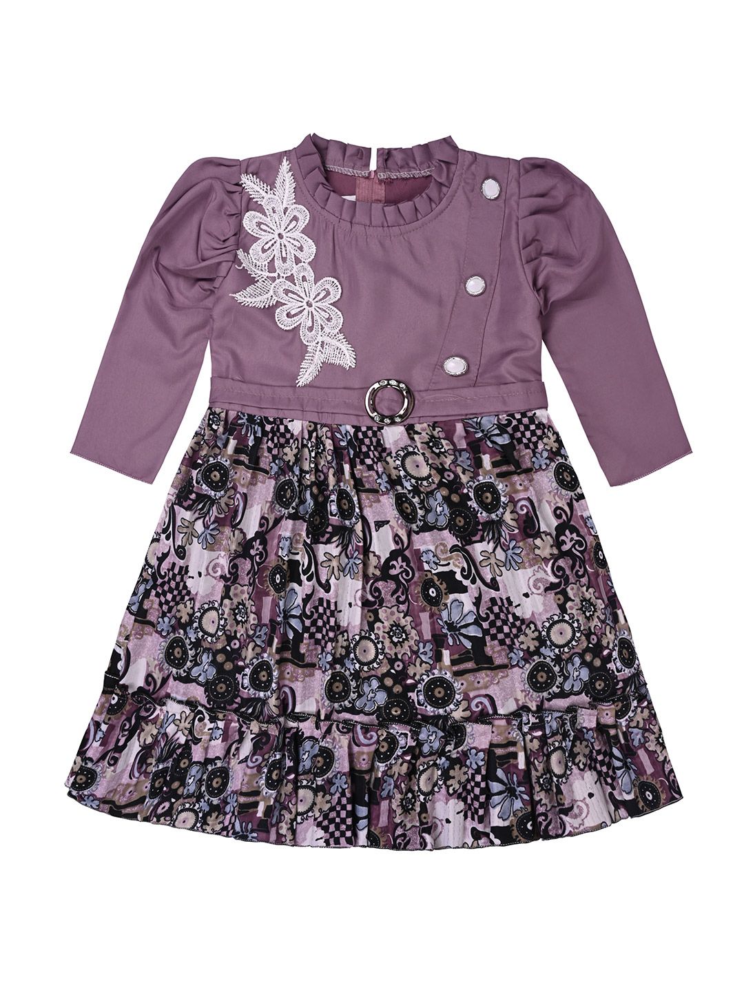 Wish Karo Girls Floral Print Satin Fit & Flare Dress-picture-39