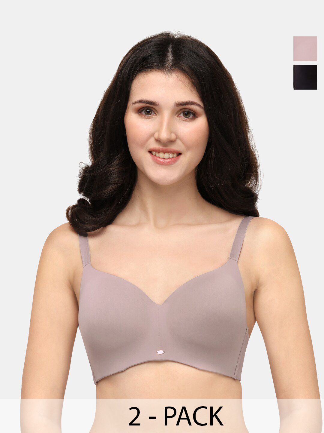 Soie Pack Of 2 Full Coverage Padded Non-Wired Ultra Soft Seamless Bra-picture-42