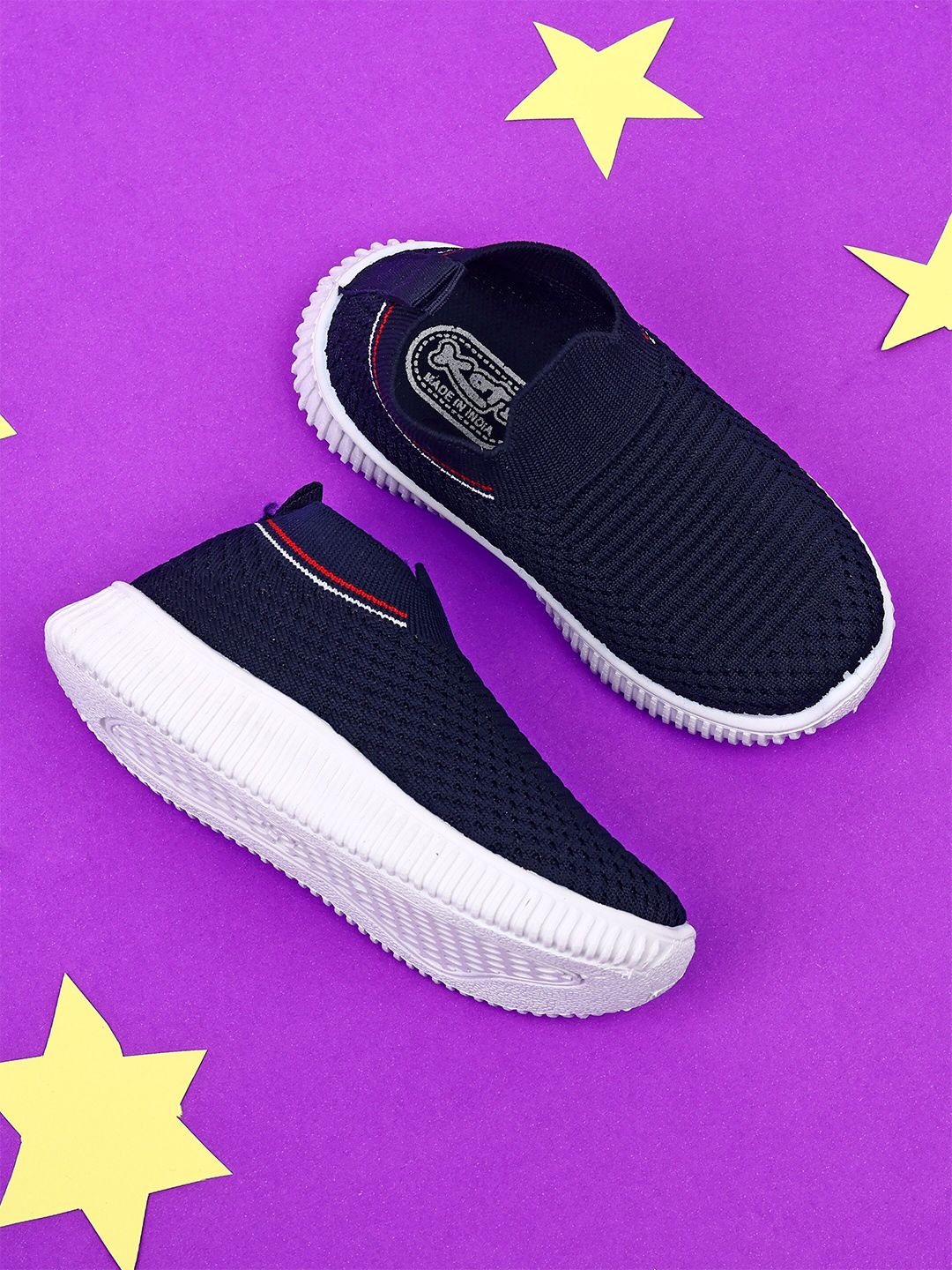 KATS Kids Textured Antibacterial Comfort Insole Contrast Sole Slip-On Sneakers-picture-46