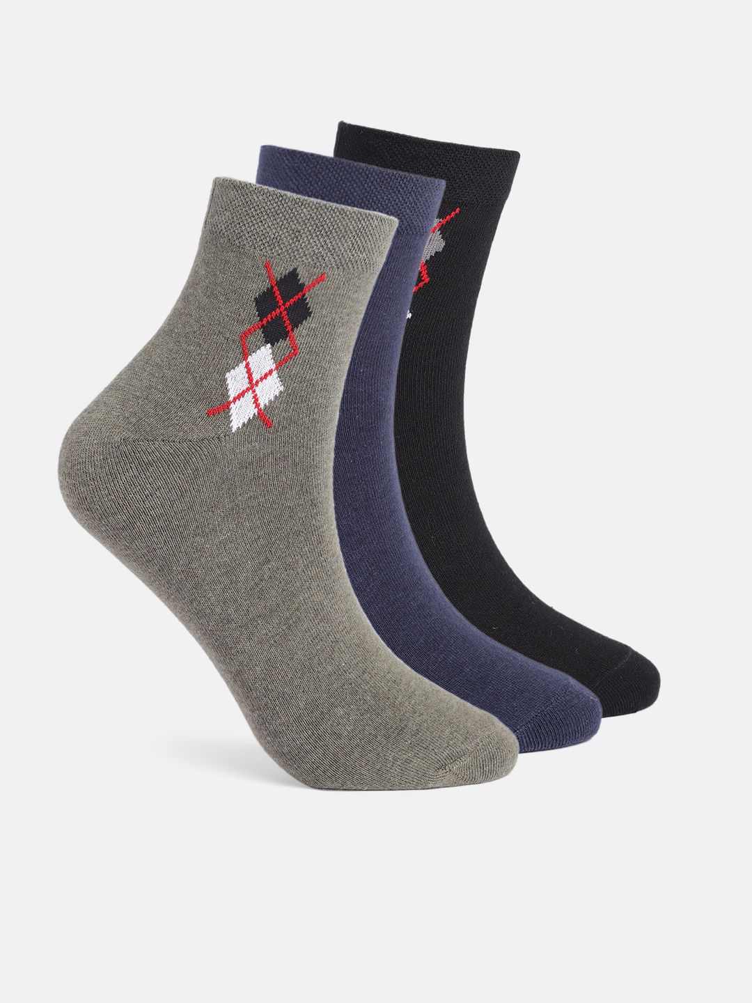 Mast & Harbour Men Pack of 3 Geometric Self-Design Above Ankle Length Socks-picture-10