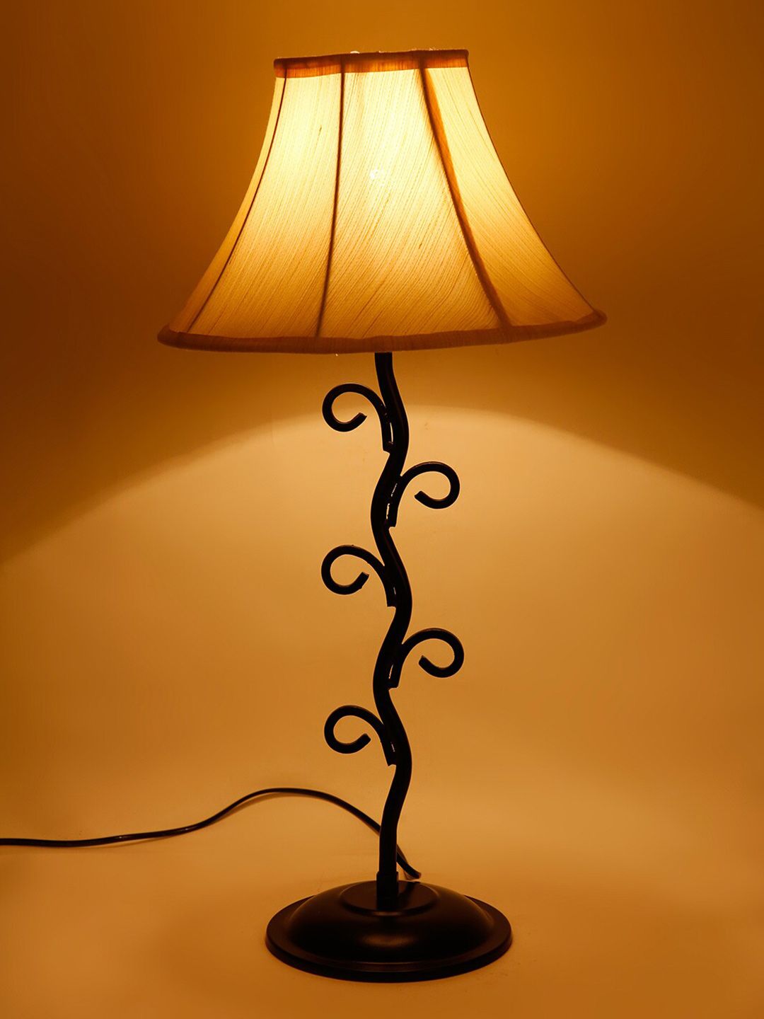 Devansh Off White Textured Contemporary Frustum Shaped Table Lamp-image-29
