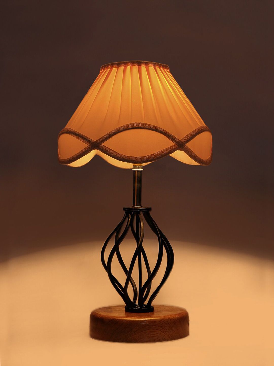 Devansh Off White & Black Textured Frustum Table Lamps-image-44