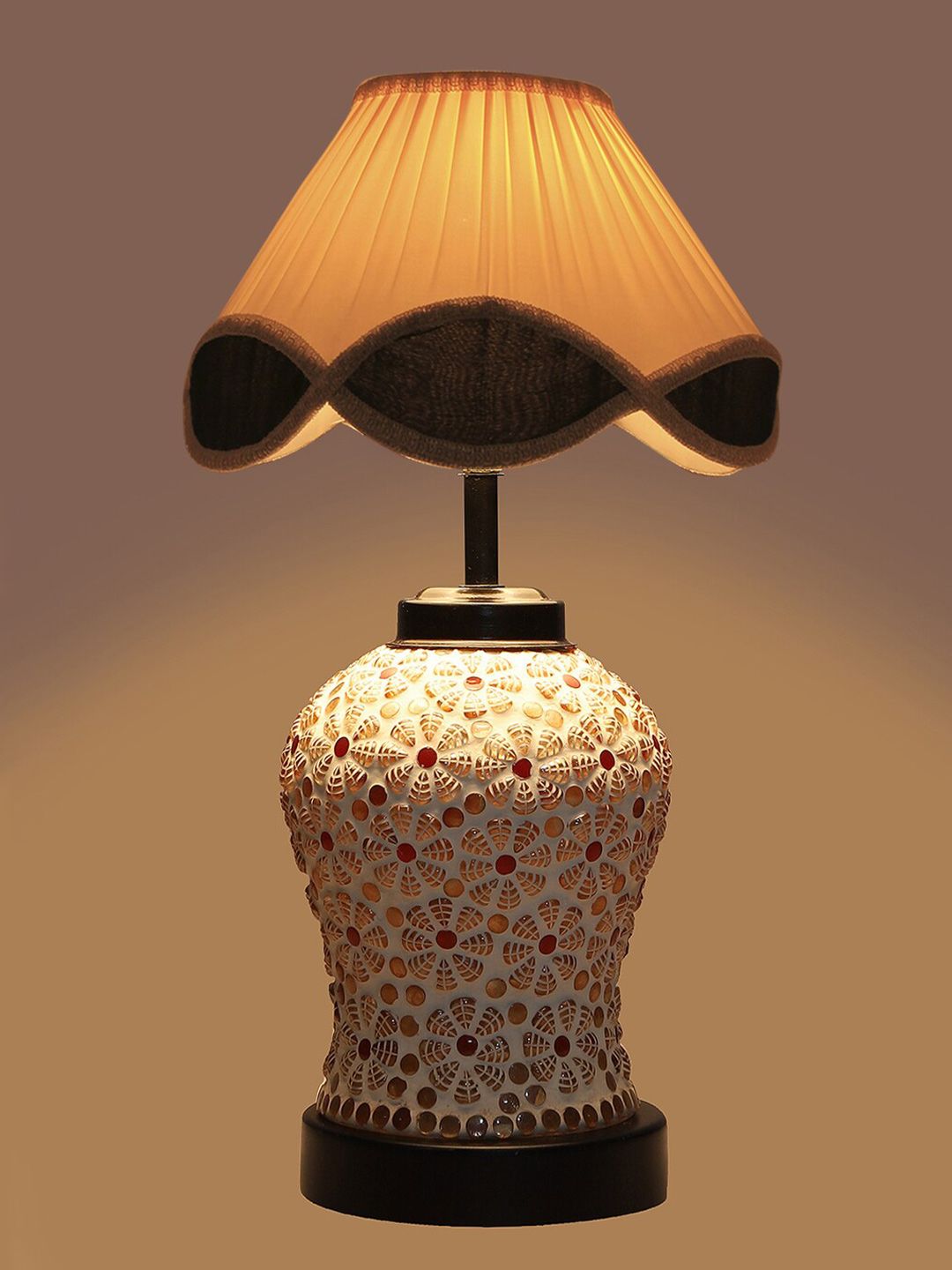 Devansh White & Black Traditional Frustum Wooden Table Lamp-image-38