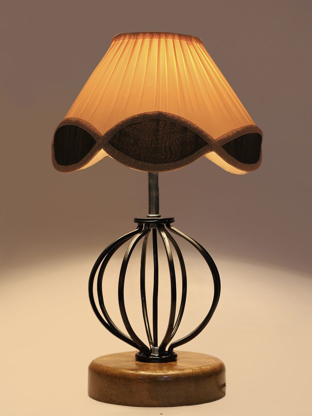 Devansh Black & Beige Iron Frustum Table Lamp With Iron Black Base-picture-18