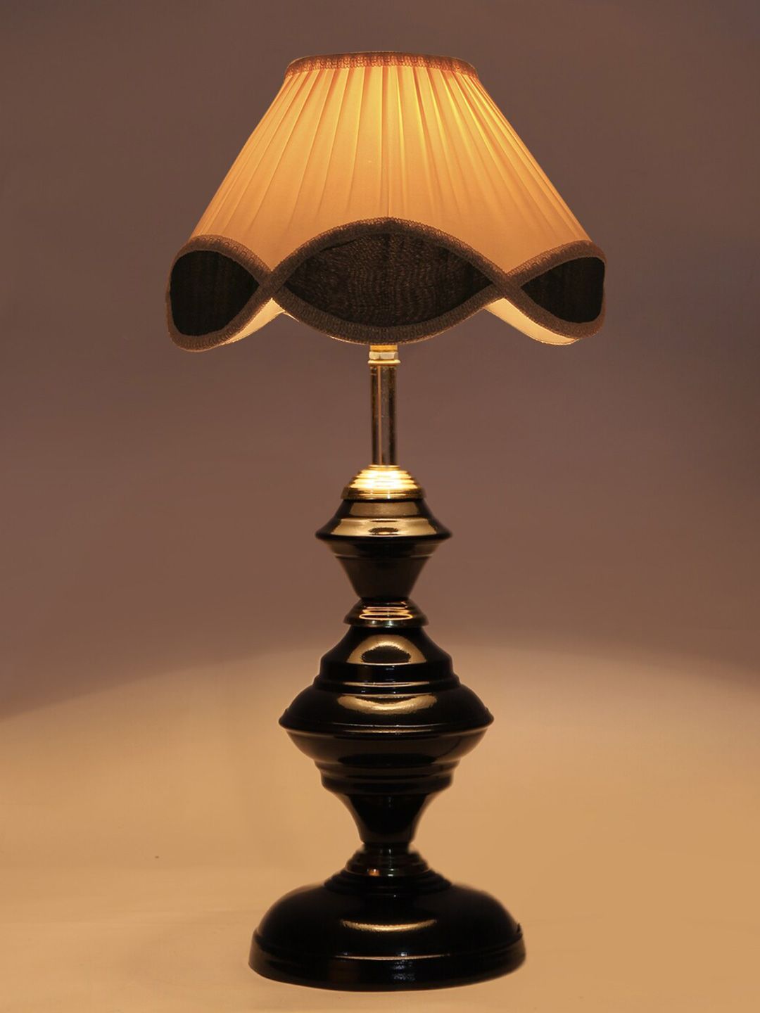 Devansh White Textured Contemporary Cotton Frustum Shaped Table Lamp-picture-23
