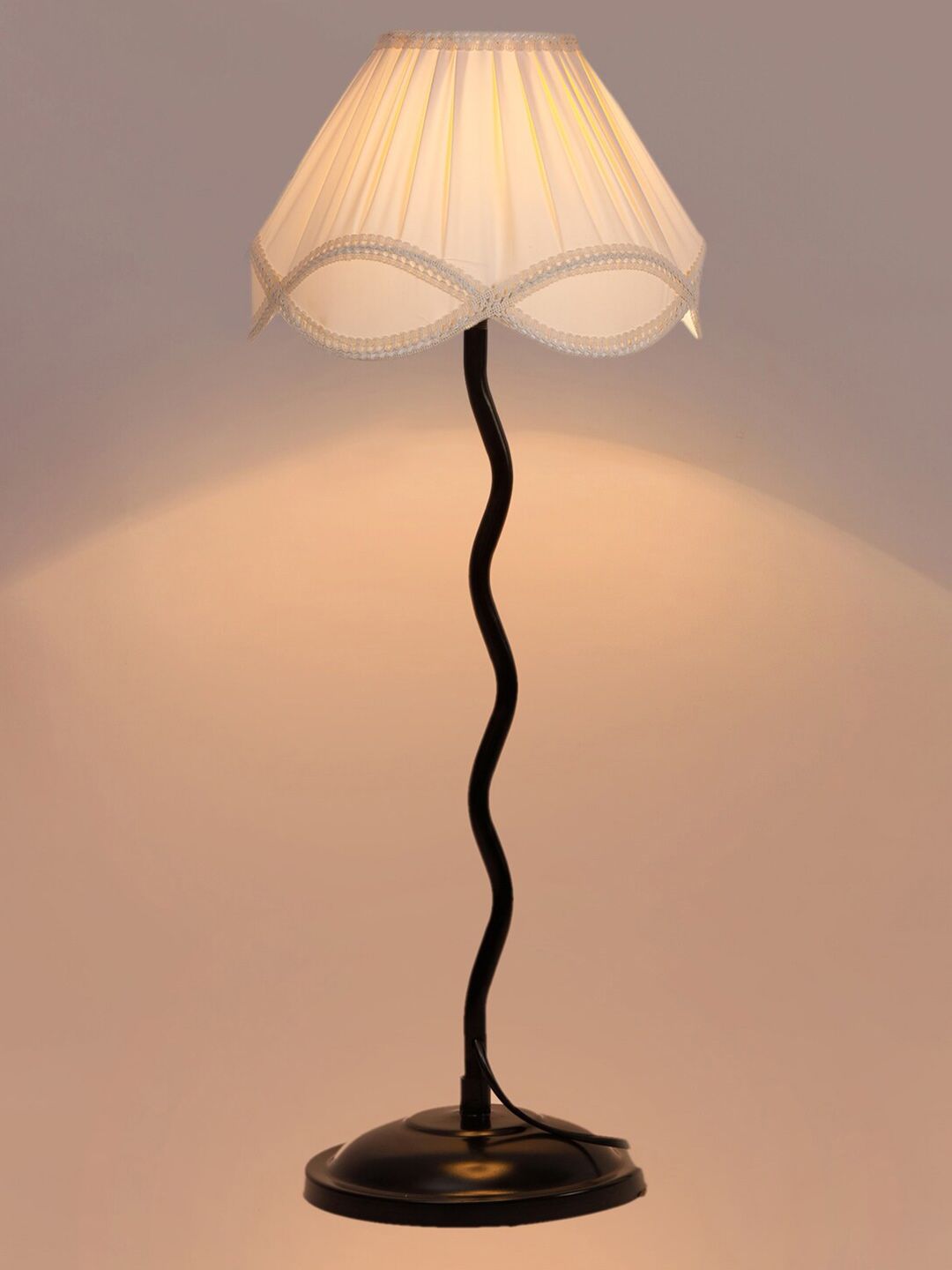 Devansh Off White Frustum Textured Contemporary Wooden Table Lamps-picture-31