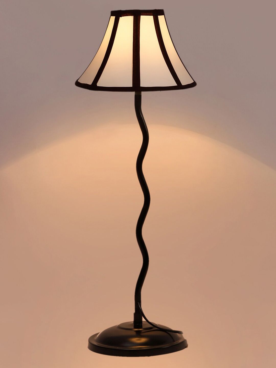 Devansh White & Black Contemporary Frustum Cotton & Iron Table Lamp-image-17