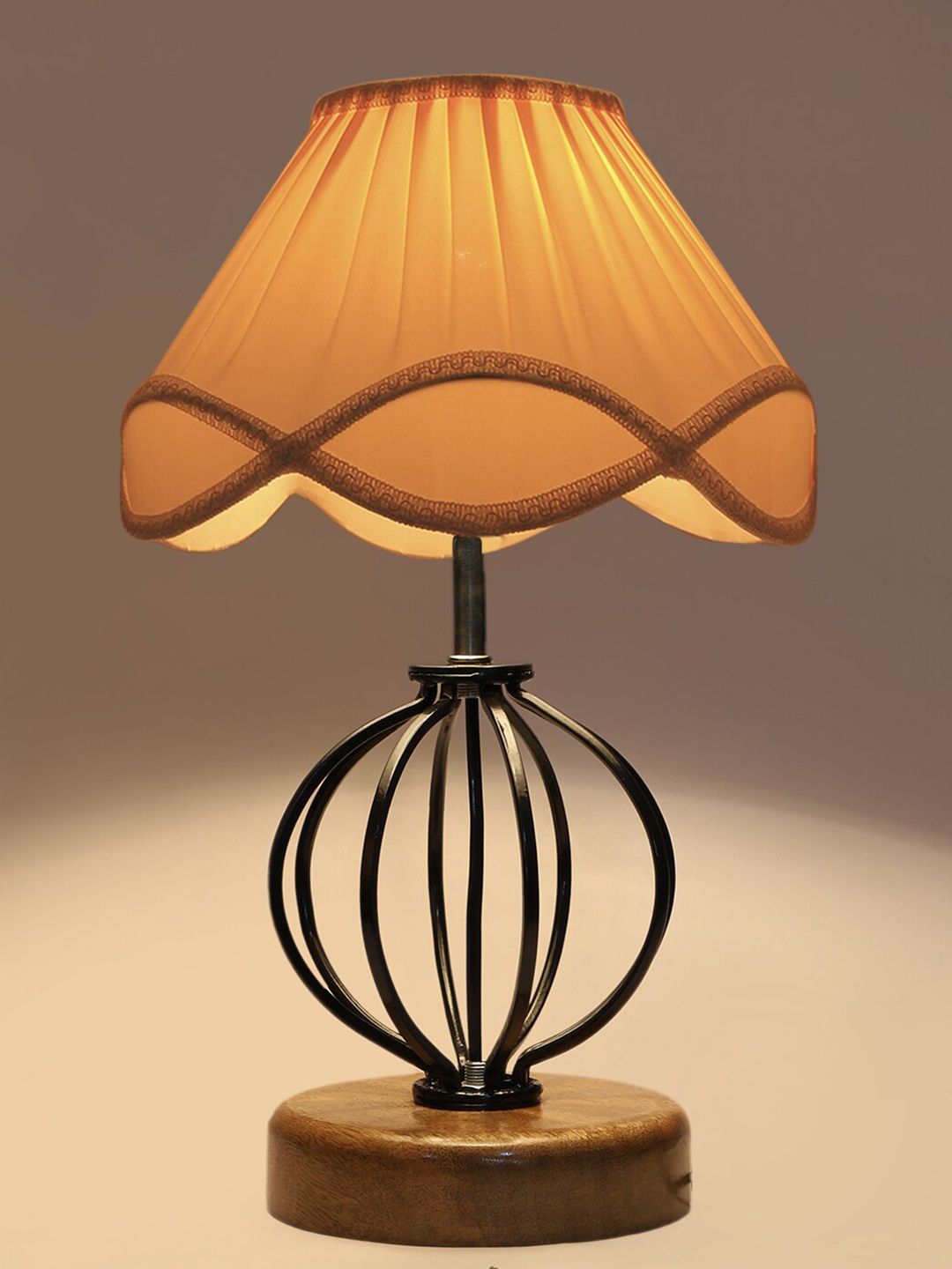 Devansh Off White Textured Wooden Table Lamp-picture-24