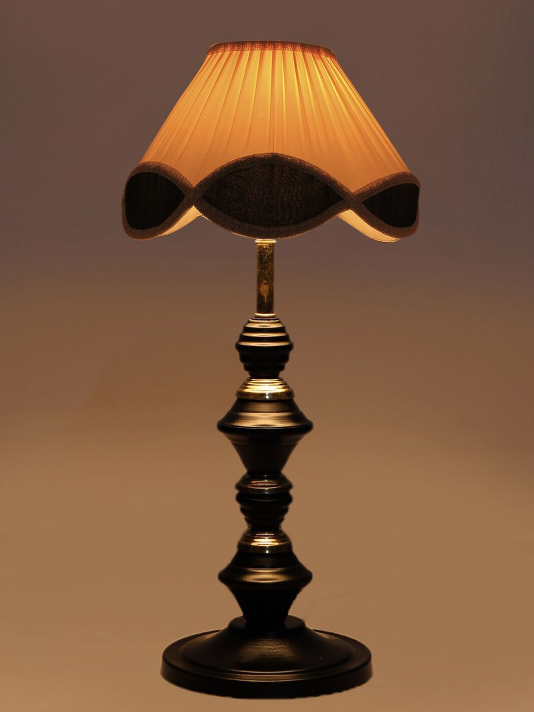 Devansh Black & Beige Iron Frustum Table Lamp With Iron Black Base-picture-17