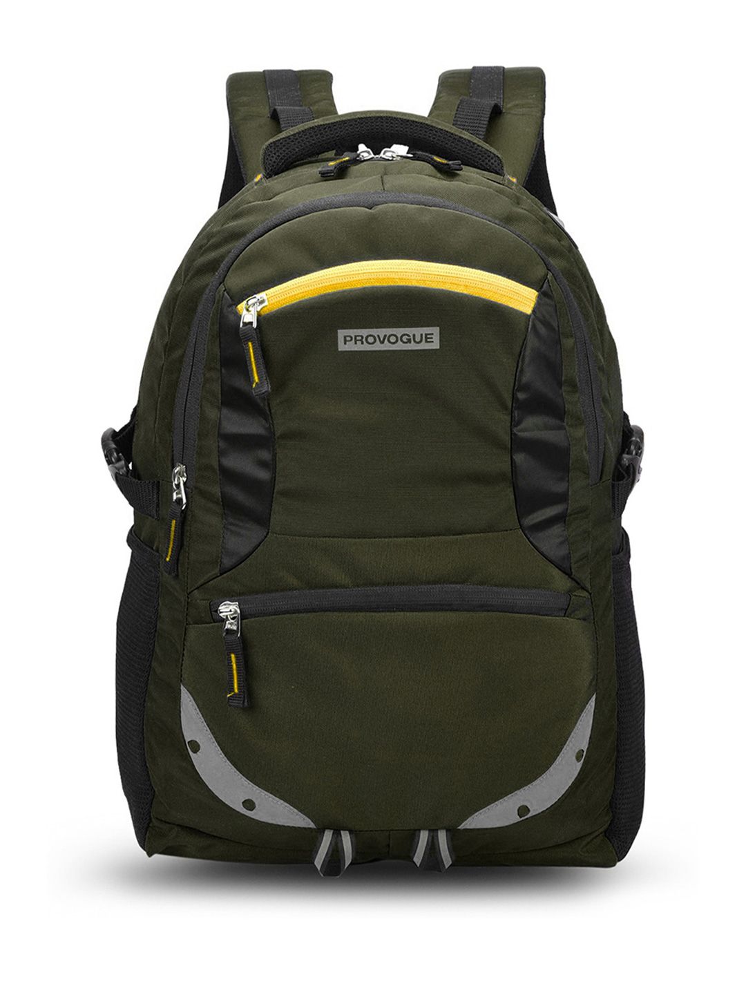 Provogue Unisex Olive Green Backpack with Reflective Strip-image-0