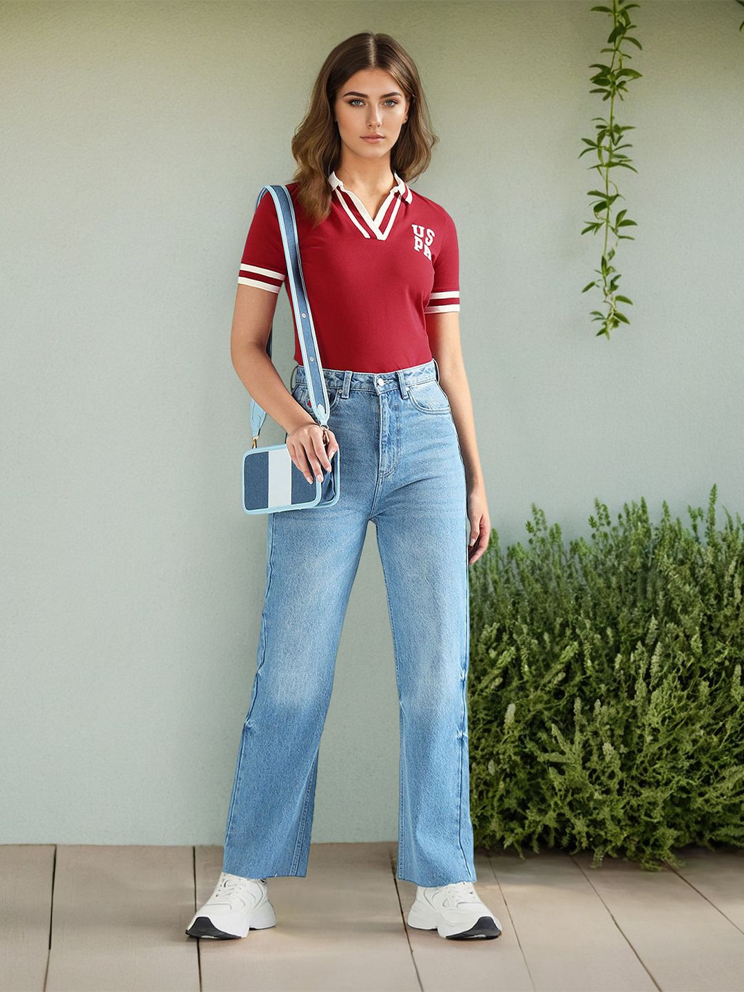 U.S. Polo Assn. Women U.S. Polo Assn. Women Polo Collar Casual T-shirt