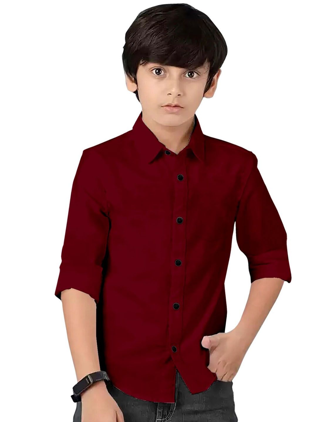 BAESD Boys Cotton Spread Collar Curved Regular Fit Casual Shirt-picture-26
