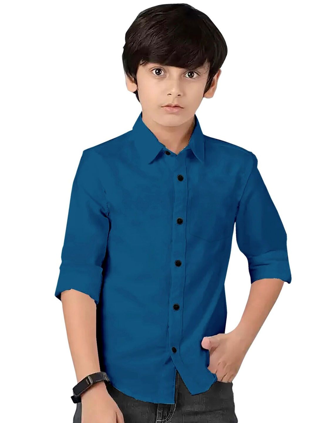 BAESD Boys Cotton Spread Collar Curved Regular Fit Casual Shirt-picture-35