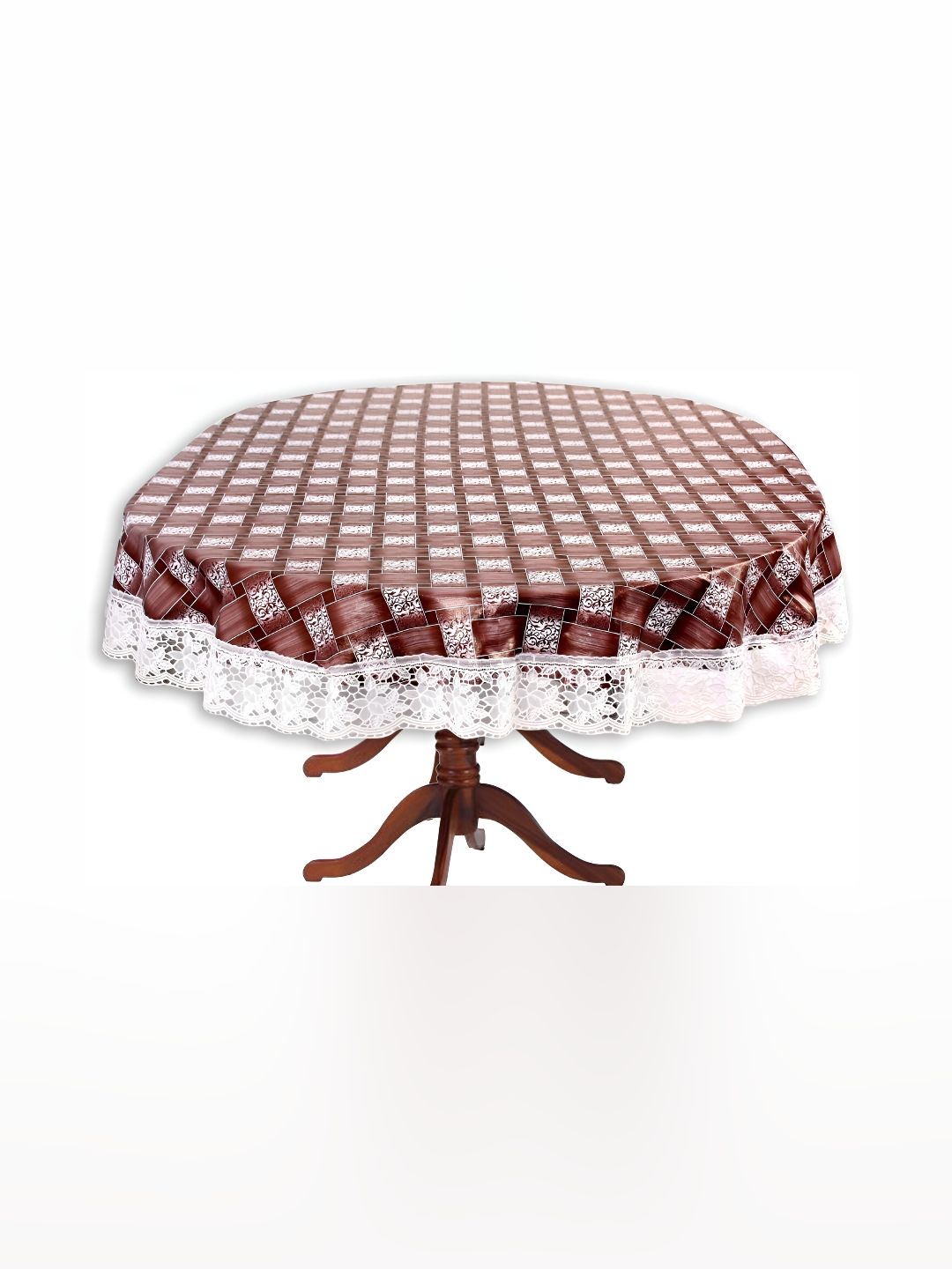 Stylista Brown & White Printed Waterproof Oval 6-Seater Table Cover-picture-17
