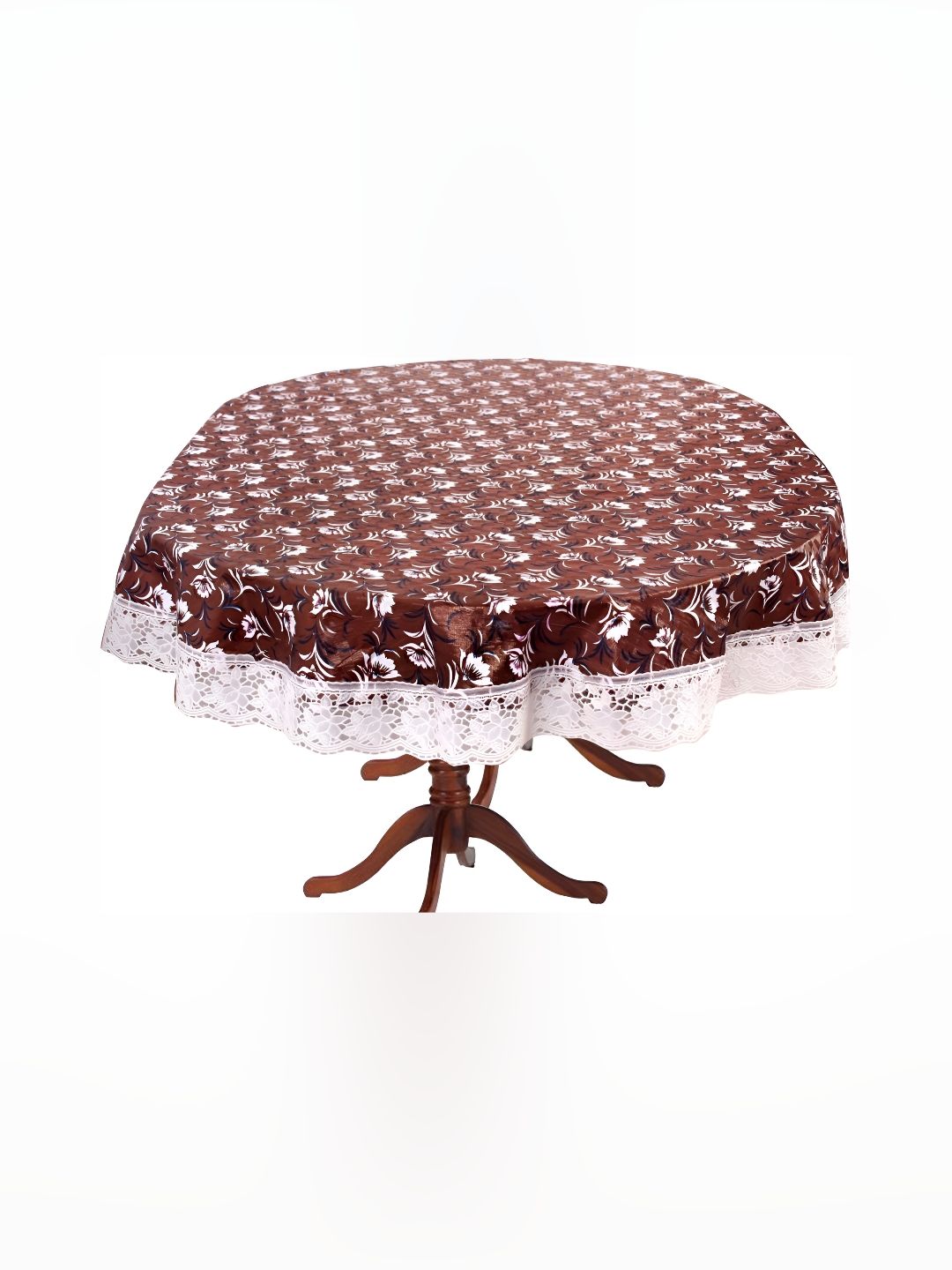 Stylista Brown & White Floral Waterproof Oval 6-Seater Table Cover-picture-38
