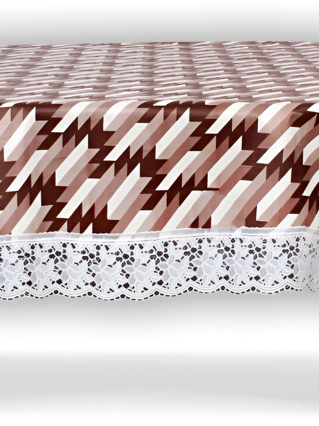 Stylista Brown Geometric Printed Waterproof  Oval 6-Seater Table Cover-picture-21