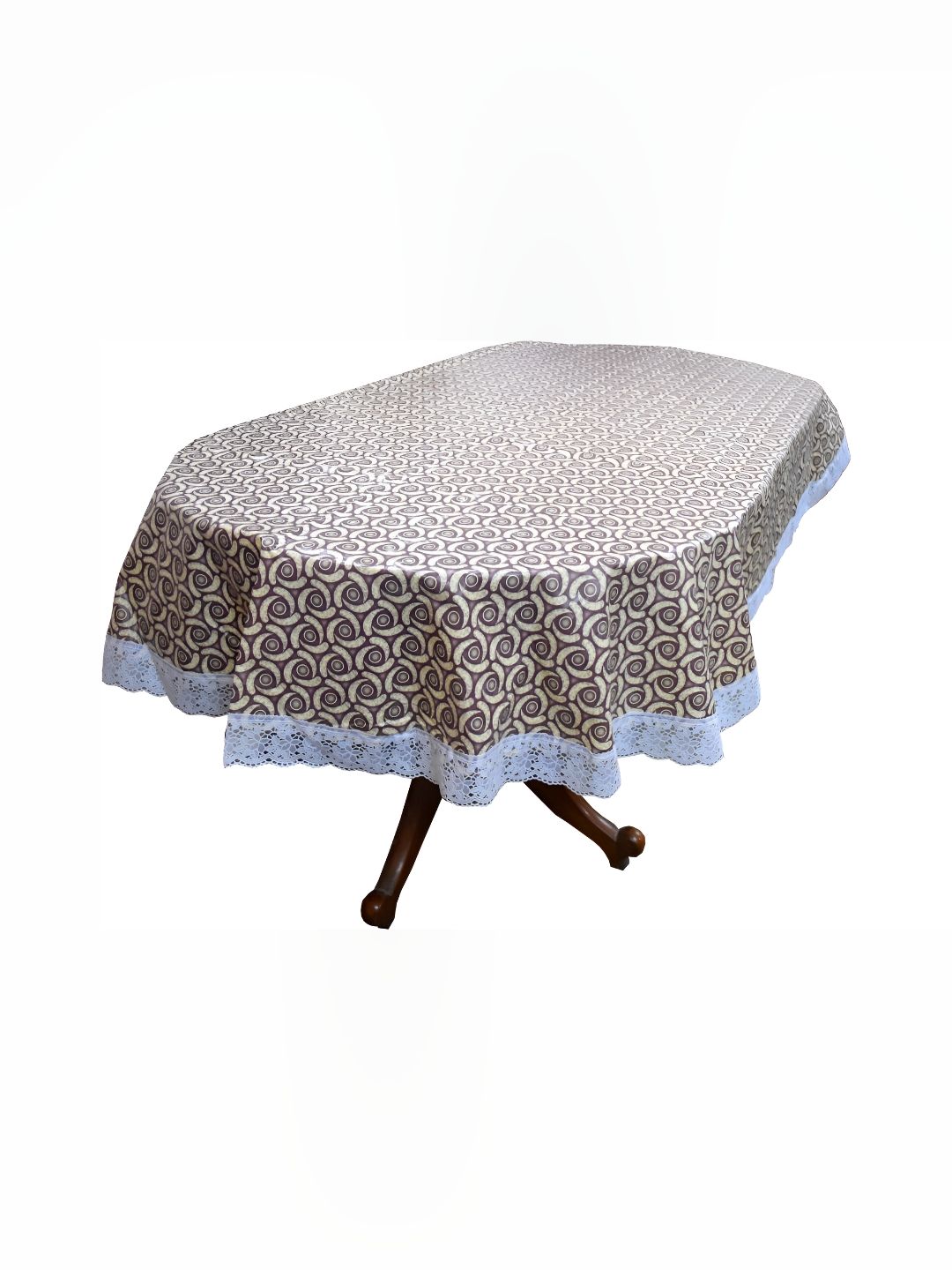 Stylista Brown Geometric Printed Waterproof Oval 4-Seater Table Cover-picture-34