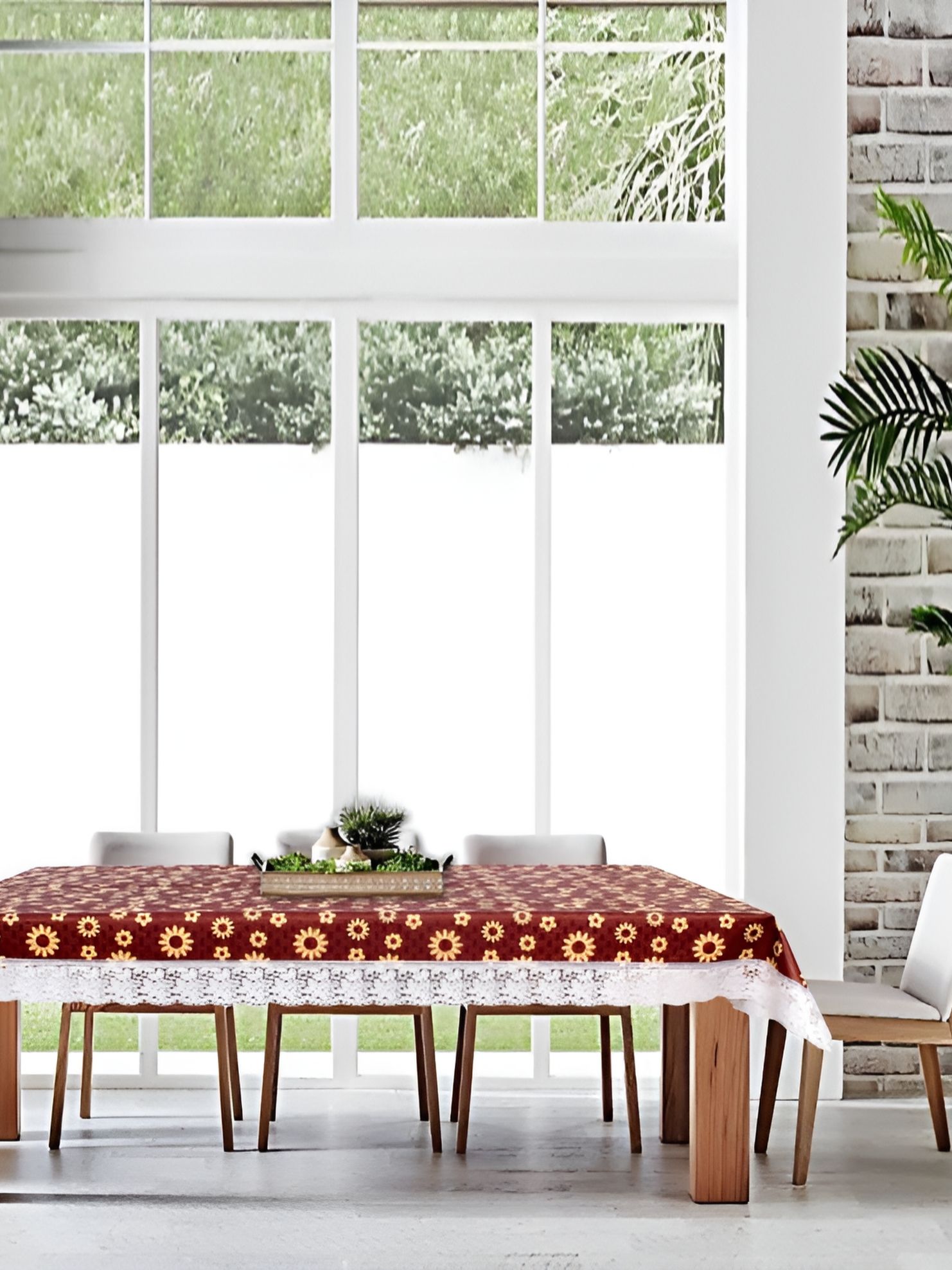 Stylista Yellow & Brown Floral Printed Waterproof 8 Seater Table Cover-picture-17