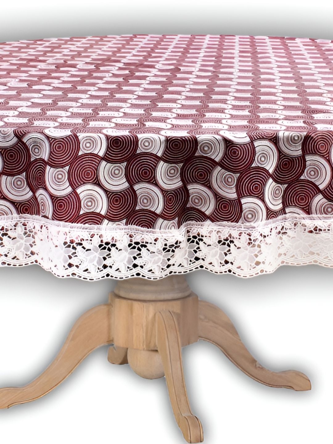 Stylista White & Brown Waterproof Round 4 Seater Table Cover-picture-36