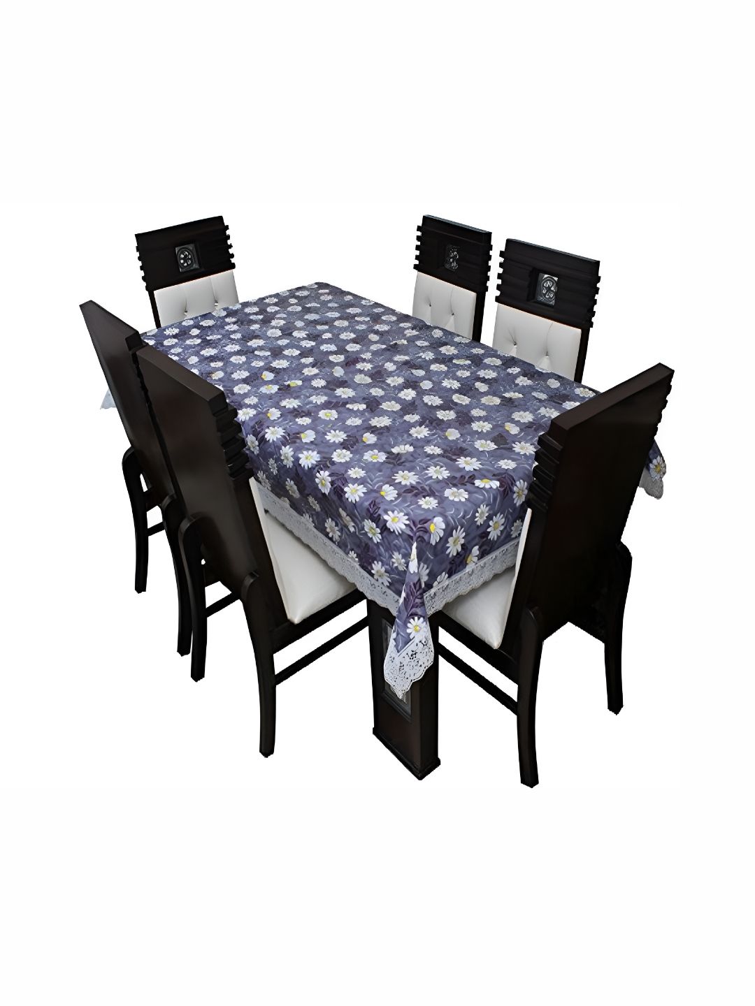 Stylista Blue & White Floral Printed Waterproof Rectangular 6 Seater Table Cover-picture-22