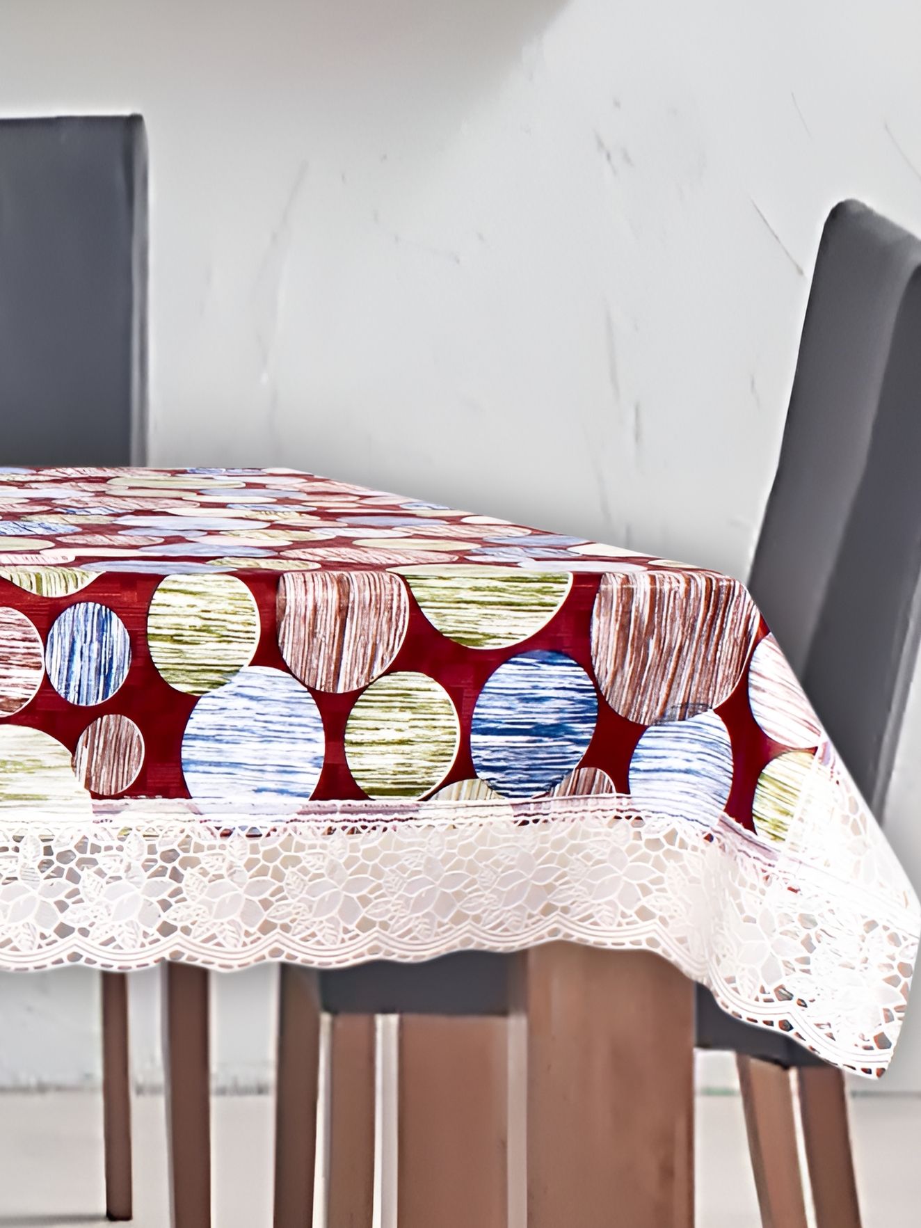 Stylista Maroon Waterproof Geometric Print 10 Seater Table Cover-picture-12