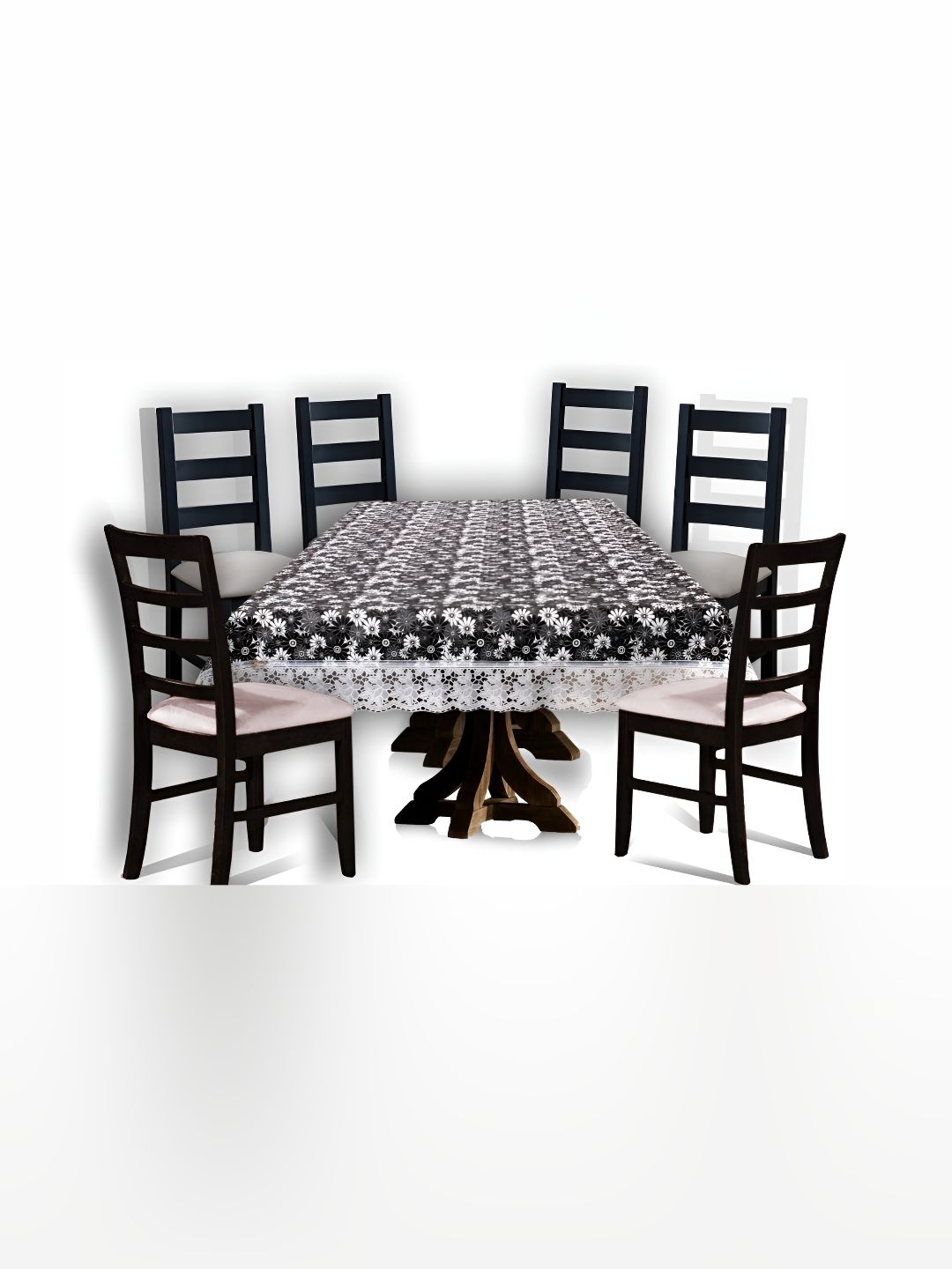 Stylista Black Printed Waterproof 6-Seater Table Cover-picture-24