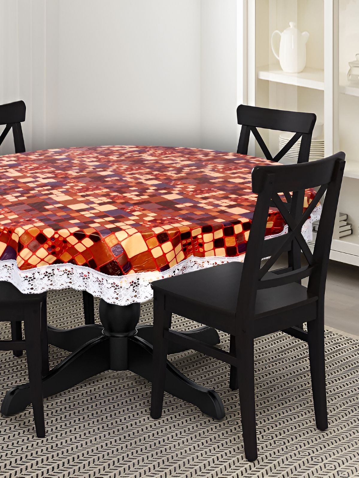 Stylista Orange Waterproof Round 8-Seater Table Cover-picture-30