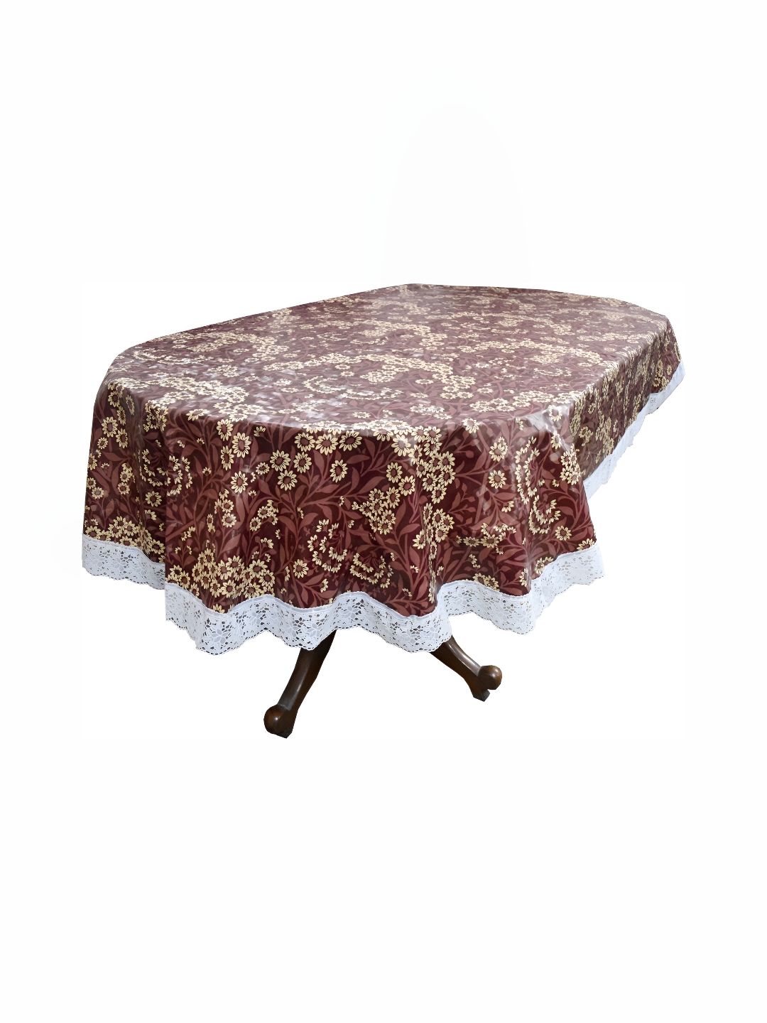 Stylista Brown & Beige Floral Waterproof Oval 6 Seater Table Cover-picture-10