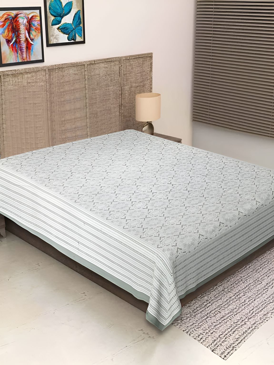 Texstylers Grey Floral 250 TC Single Bedsheet with Pillow Covers-picture-37