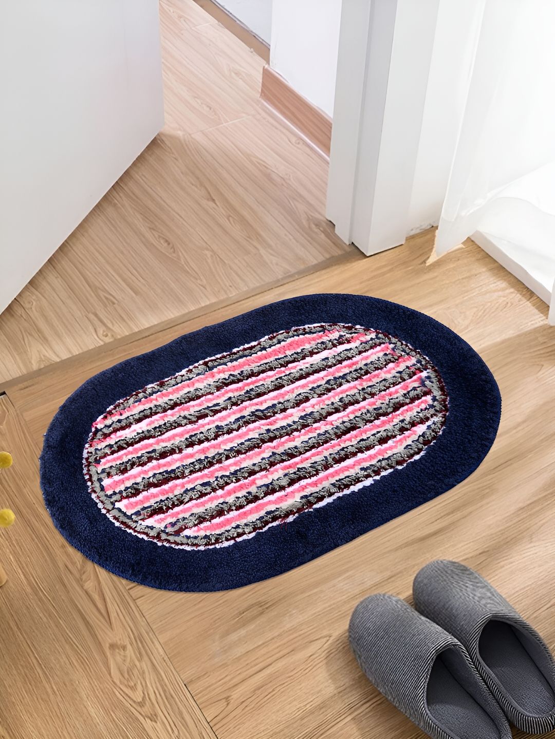 Kuber Industries Pink & Blue 2-Pcs Striped Cotton Doormats-picture-44