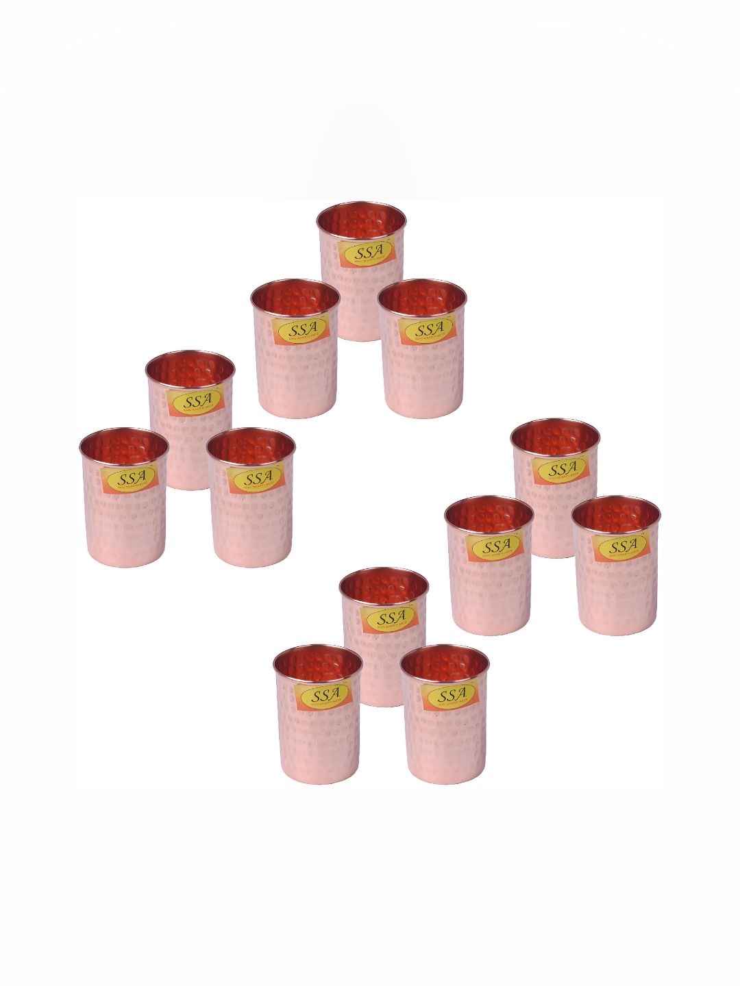Shivshakti Arts 12 Pieces Easy To Clean Copper Water Glasses 300 ML Each-picture-36