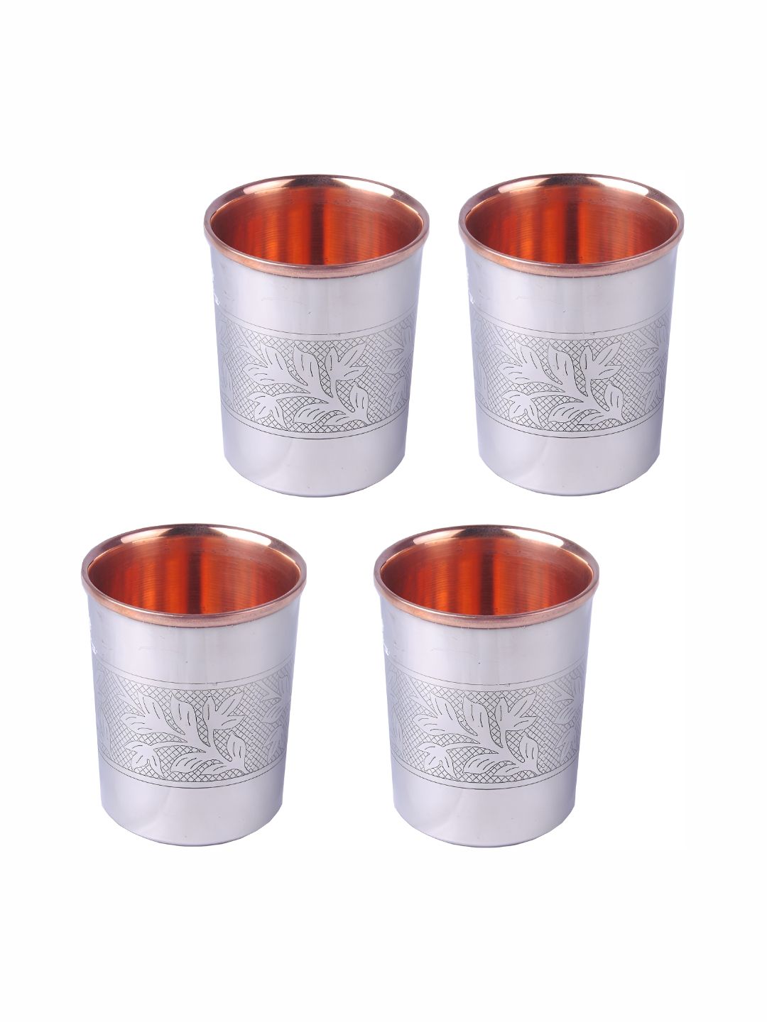 Shivshakti Arts Steel Toned 4 Pieces Textured Easy to Clean Copper Water Glasses 300 ml-picture-37