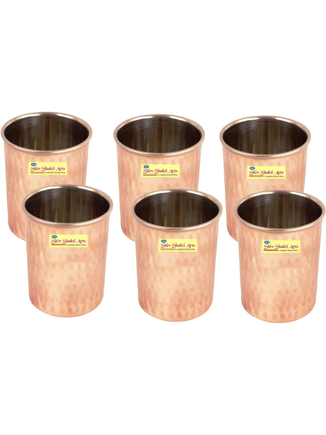 Shivshakti Arts Brown 6 Pieces Easy to Clean Copper Water or Juice Glass-picture-31