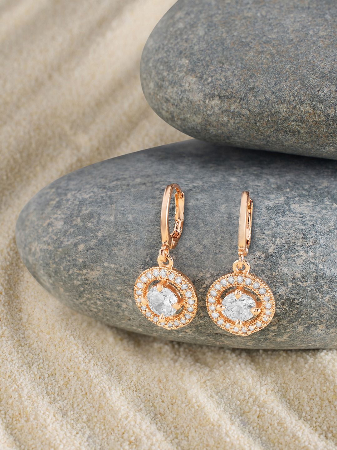 Zaveri Pearls Rose Gold-Plated Drop Earrings