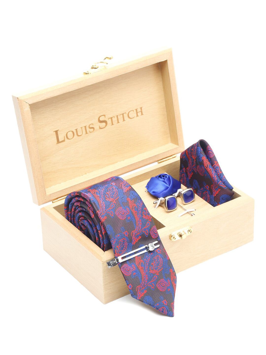 LOUIS STITCH Woven Designed Italian Silk Necktie Accessory Gift Set-picture-43